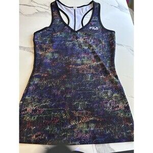 FILA  Women's Dri-Fit Top Size M Multicolor V-Neck Short Sleeve Pre-loved